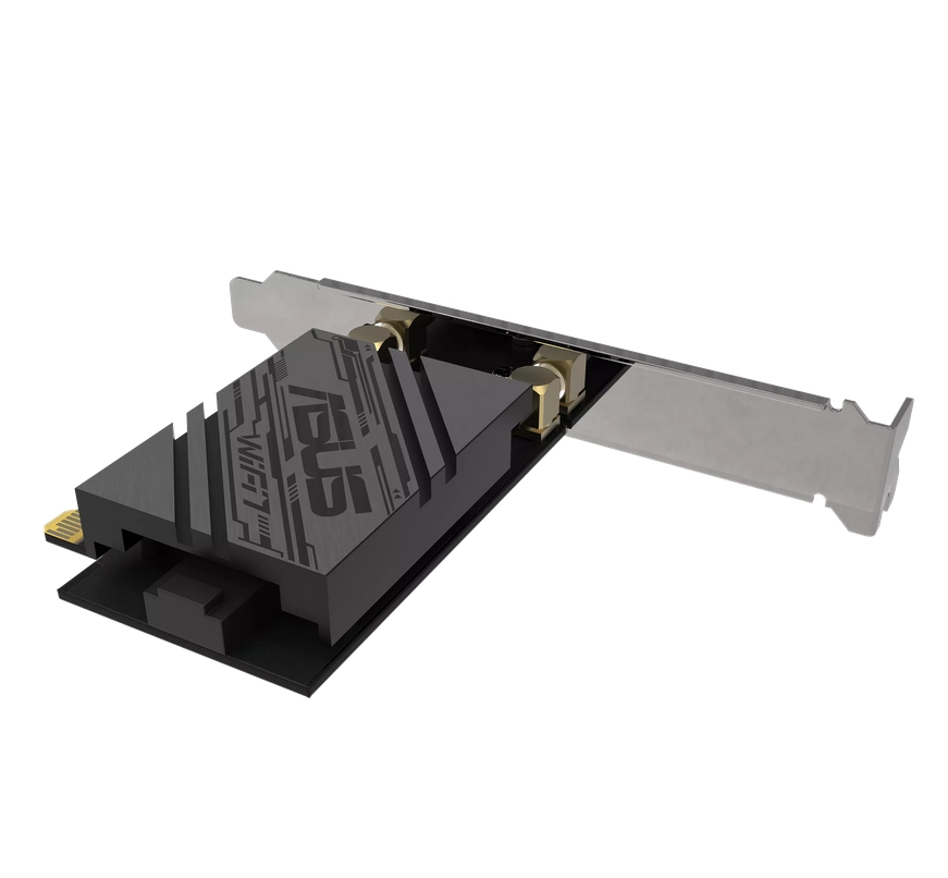 Asus PCI-E адаптер PCE-BE92BT BE9400 Tri‑Band Bluetooth 5.4 магнитна стойка WPA3 OFDMA MLO черен
