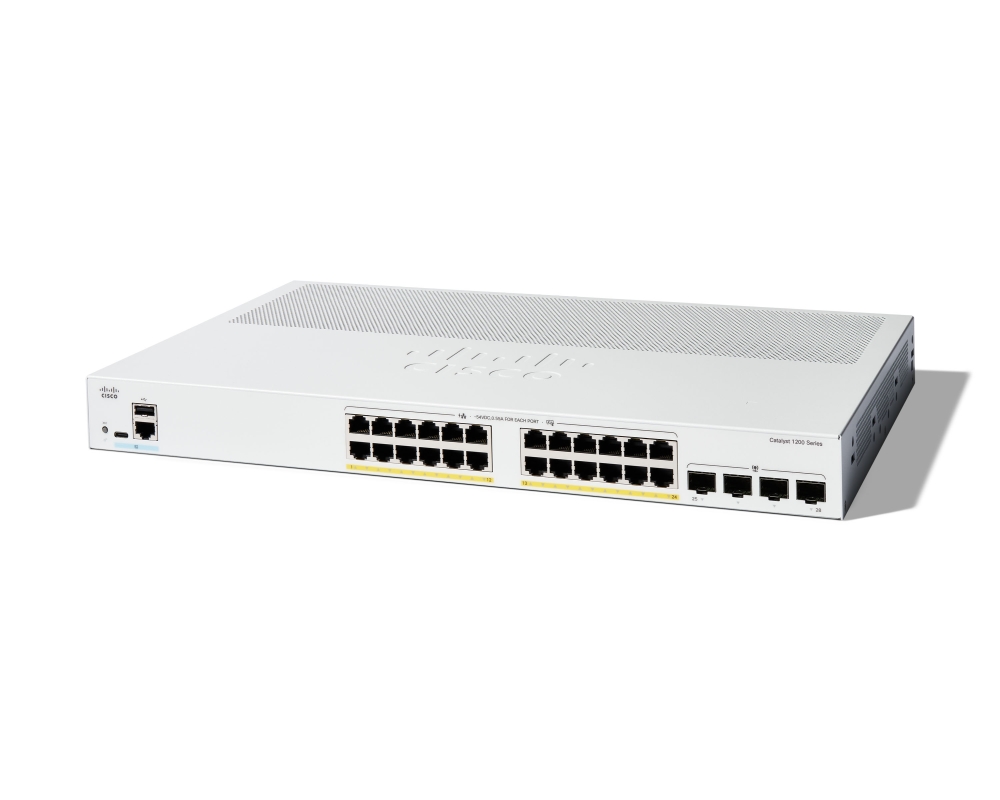 Суич Cisco Catalyst 1200 24-port GE, PoE, 4x1G SFP