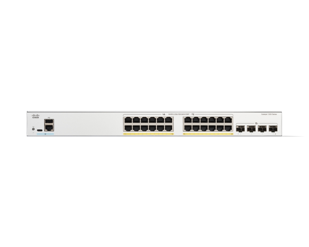 Суич Cisco Catalyst 1200 24-port GE, PoE, 4x10G SFP+