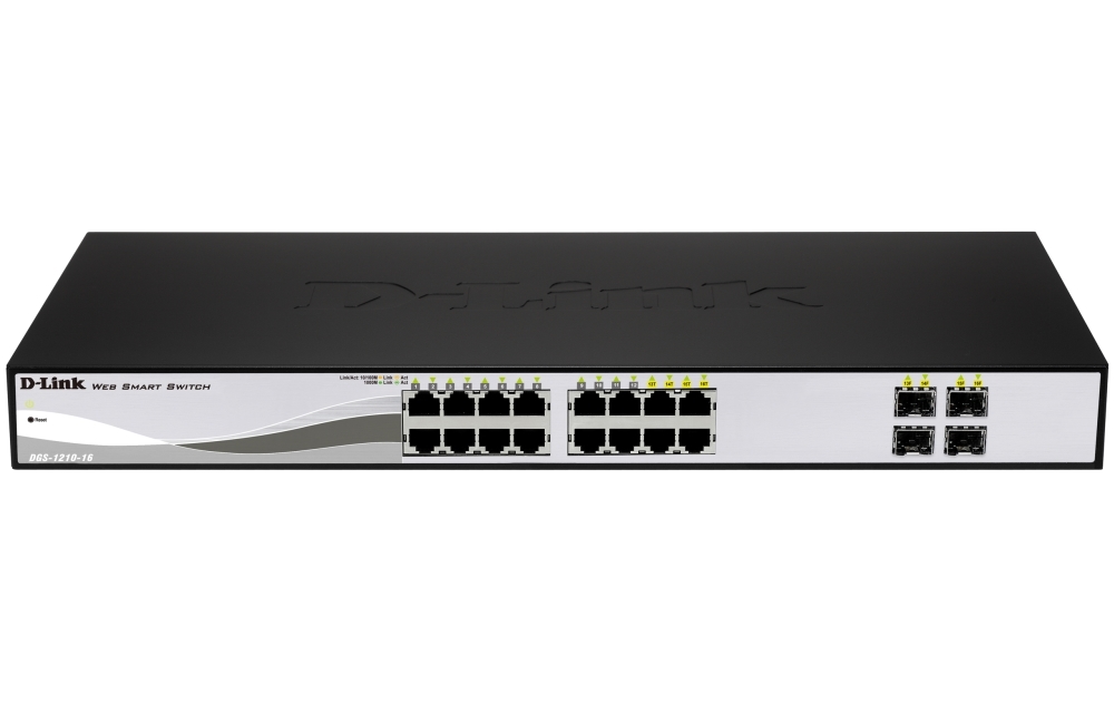 Суич D-Link 16-port 10/100/1000 Gigabit Smart + 4 SFP