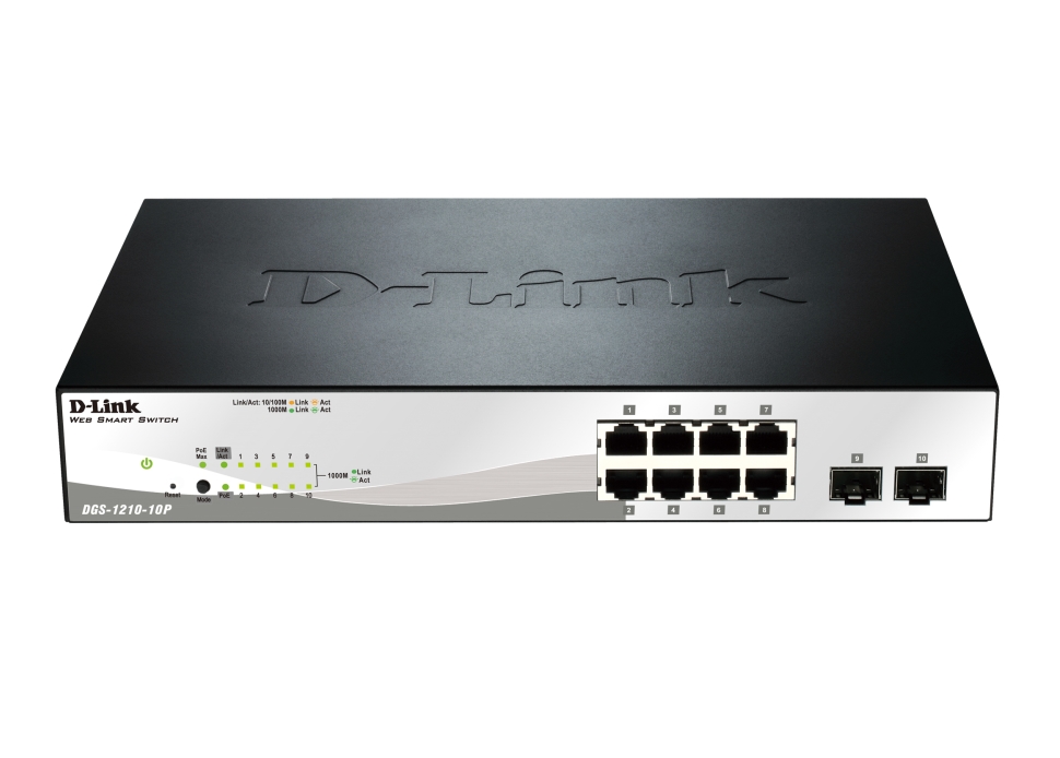 Суич D-Link 10-port 10/100/1000 Gigabit PoE Smart