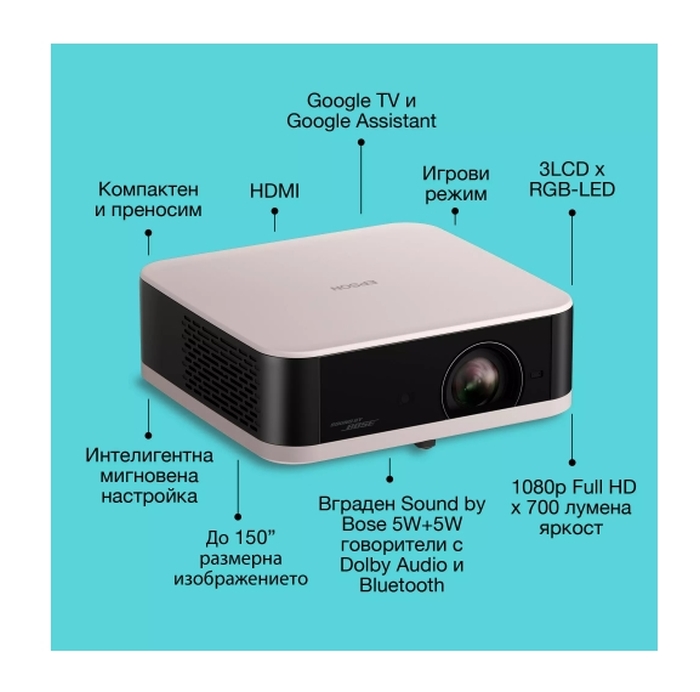 Мултимедиен проектор Epson EF‑61R Lifestudio Pop Rose Quartz