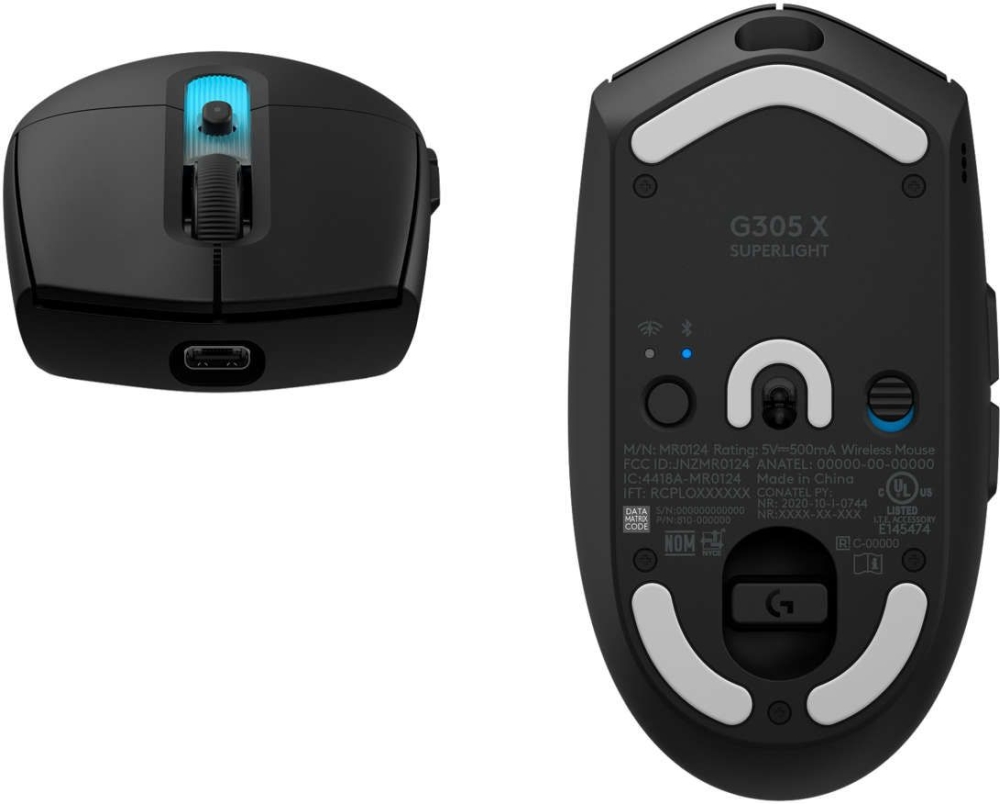 Геймърска мишка Logitech G305 X Superlight, 2.4 GHz, черна