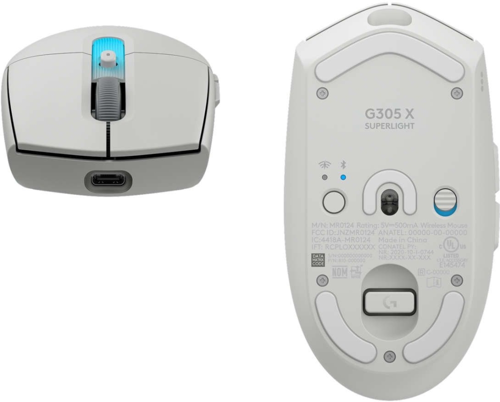 Геймърска мишка Logitech G305 X Superlight, 2.4 GHz, бяла