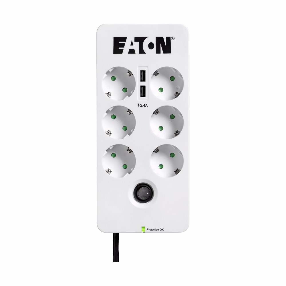Електрически разклонител Eaton Protection Box 6 USB DIN