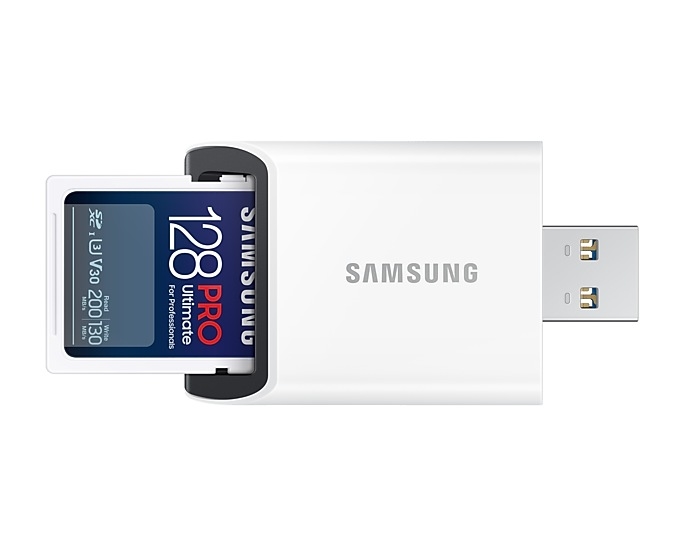 Memory Card Samsung 128GB SD PRO Ultimate USB Reader U3 V30 200MB/s read 130MB/s write
