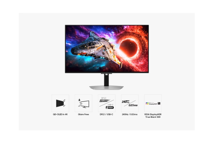 Monitor Samsung Odyssey OLED G8 LS32HG800SU, 32 4K, 240Hz, 0.03 ms, DP 2.1, USB‑C 98W, Silvercurrys.co