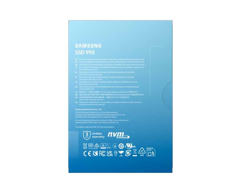 SSD Samsung 990, 2 TB, M.2 NVMe PCIe 4.0, V‑NAND, 7250/6450 MB/s