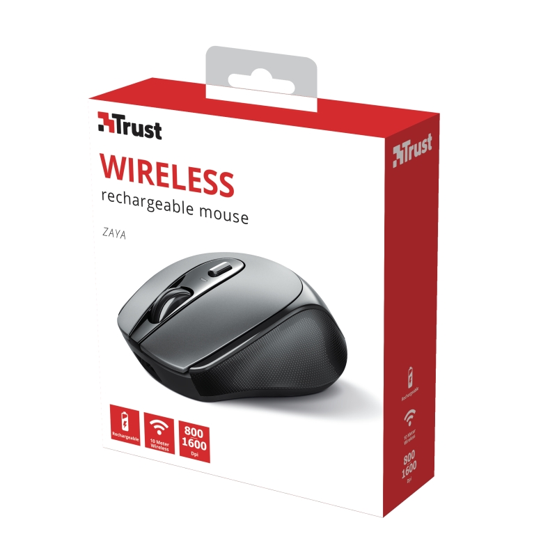 Wireless mouse trust zaya rechargeable black