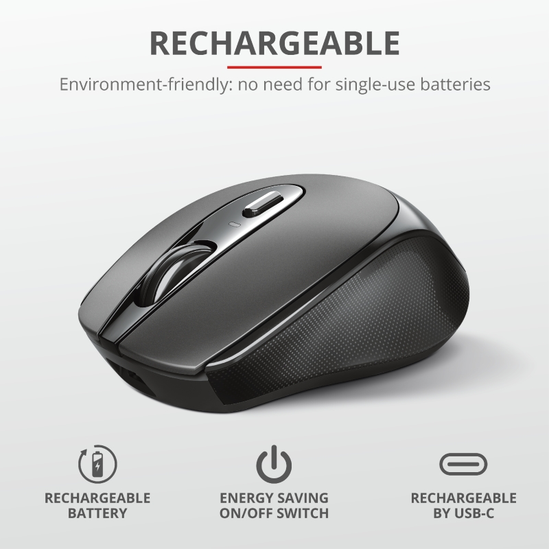 Wireless mouse trust zaya rechargeable black