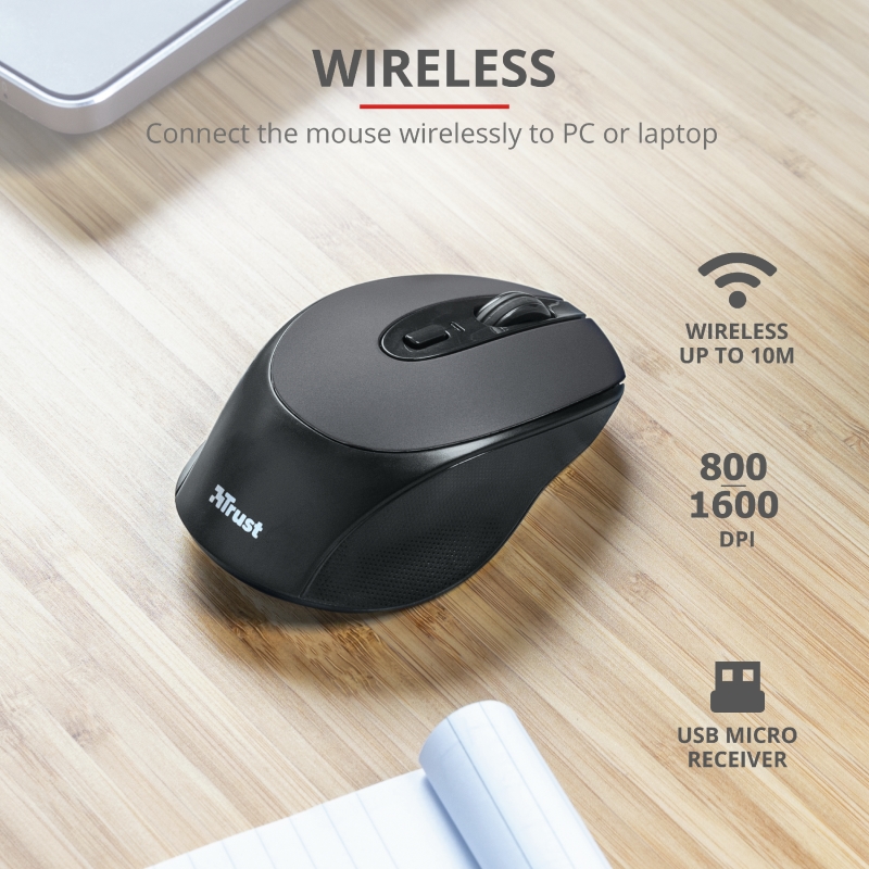 Wireless mouse trust zaya rechargeable black