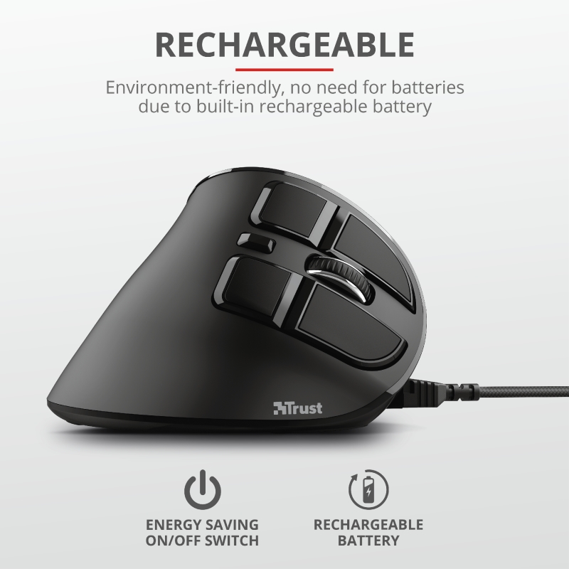 Wireless mouse trust voxx ergonomic rechargeable