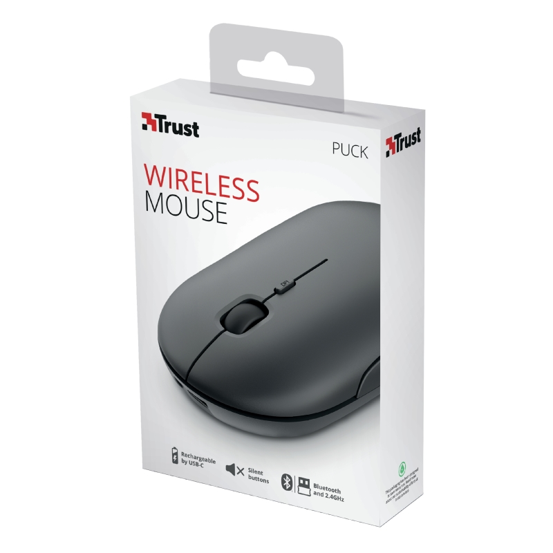 Wireless mouse trust puck bt rechargeable black