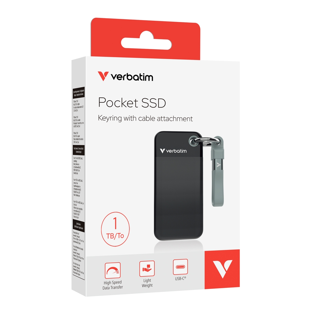 Твърд диск SSD Verbatim Pocket SSD USB 3.2 Gen 2 1TB Black/Grey