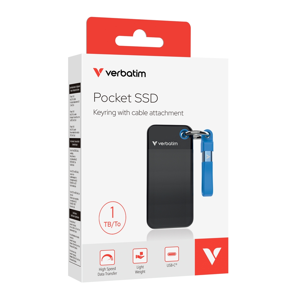 Твърд диск SSD Verbatim Pocket SSD USB 3.2 Gen 2 1TB Black/Blue