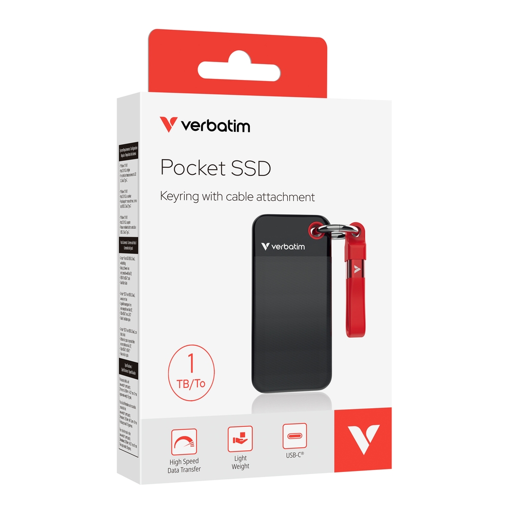 Hard disk Verbatim Pocket SSD USB 3.2 Gen 2 1TB Black/Red