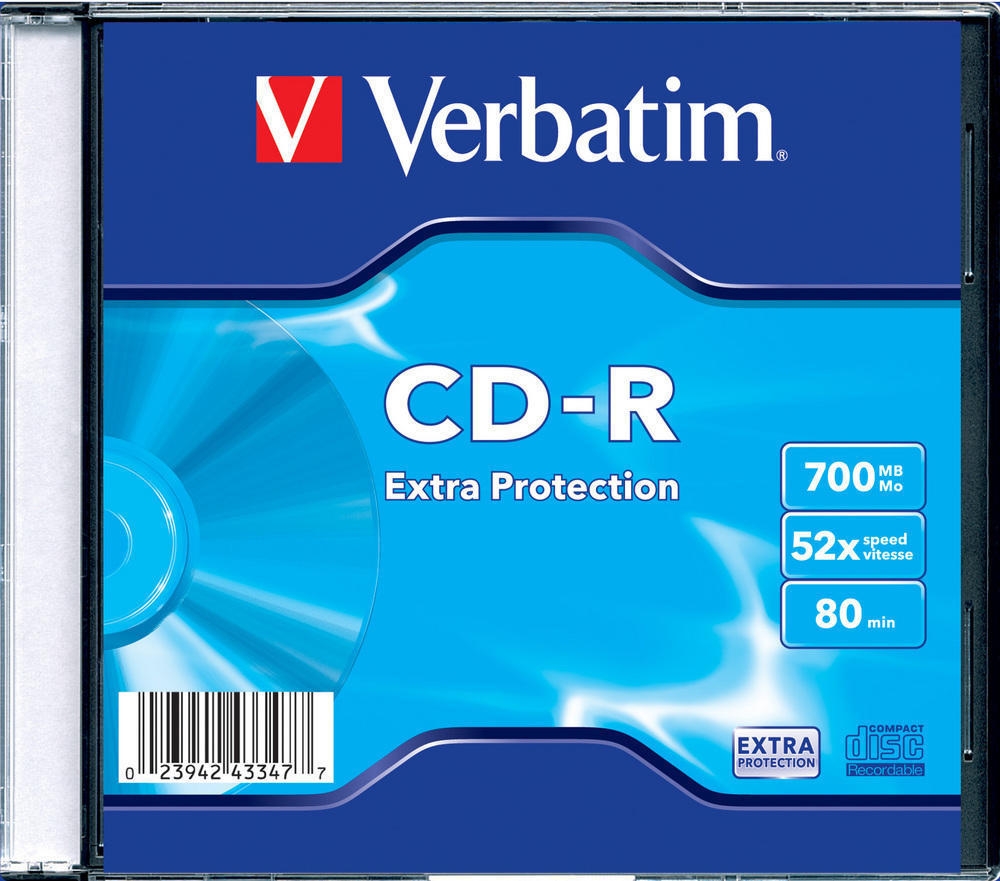 Диск Verbatim CD-R 52X SC SINGLE WRAP 700MB EXTRA PROTECTION