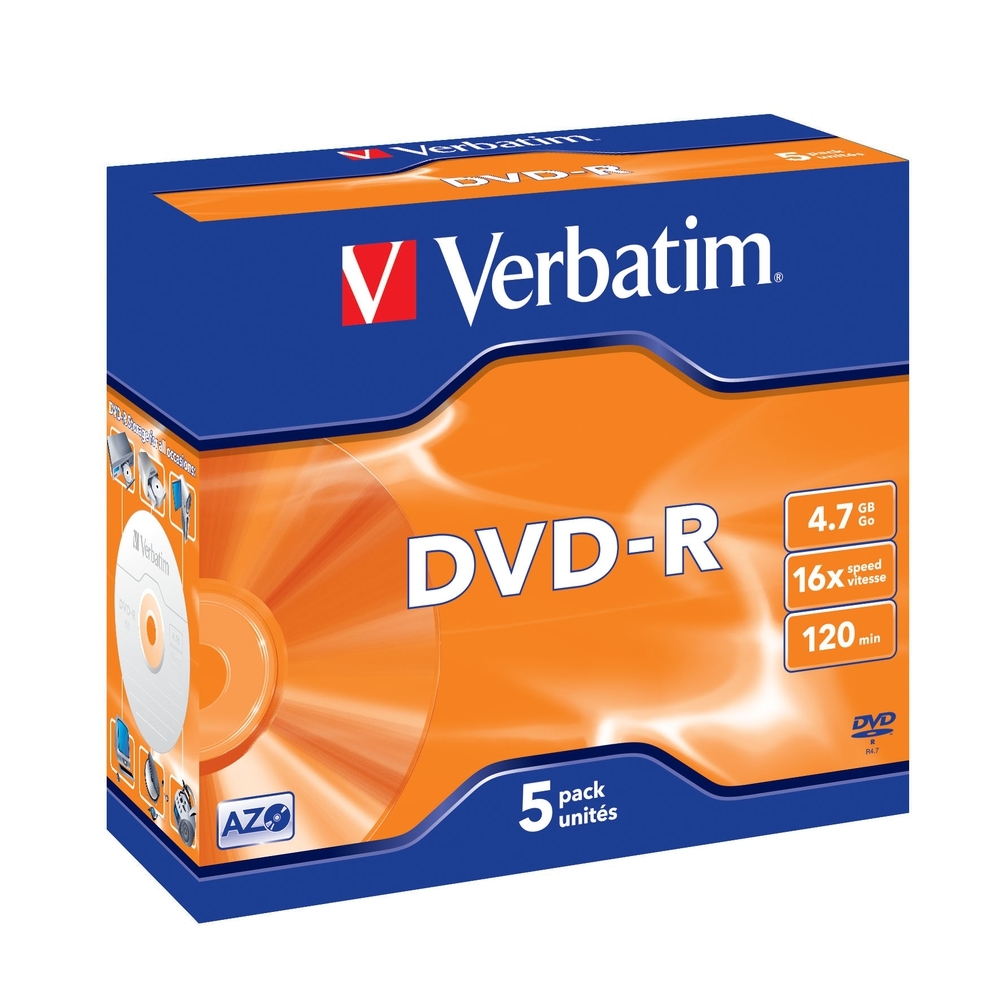 Verbatim DVD-R AZO 4.7GB 16X MATT SILVER SURFACE (5 PACK)