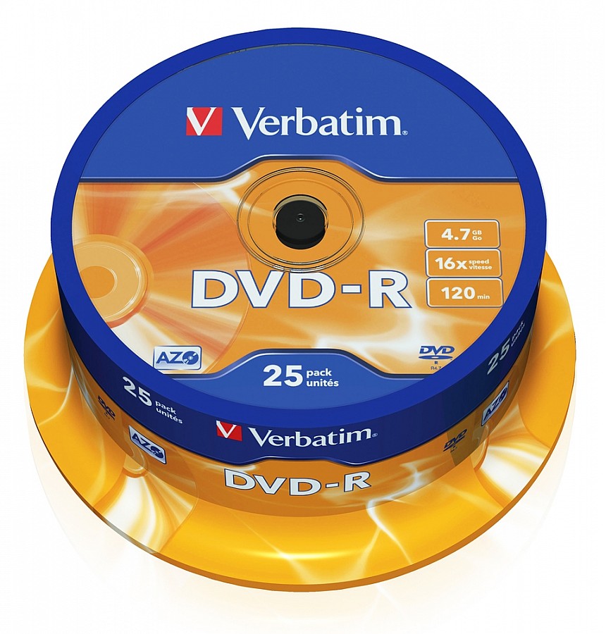 Дискове Verbatim DVD-R AZO 4.7GB 16X MATT SILVER SURFACE (25 PACK)