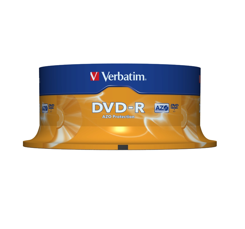 Дискове Verbatim DVD-R AZO 4.7GB 16X MATT SILVER SURFACE (25 PACK)