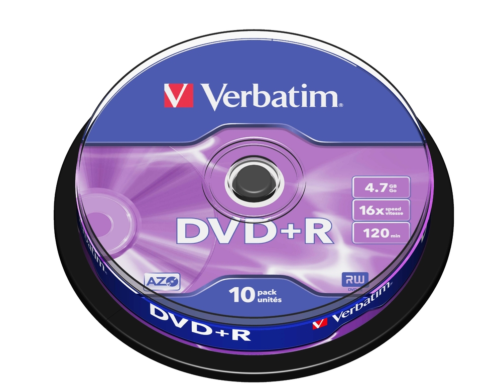 Дискове Verbatim DVD+R AZO 4.7GB 16X MATT SILVER SURFACE (10 PACK)