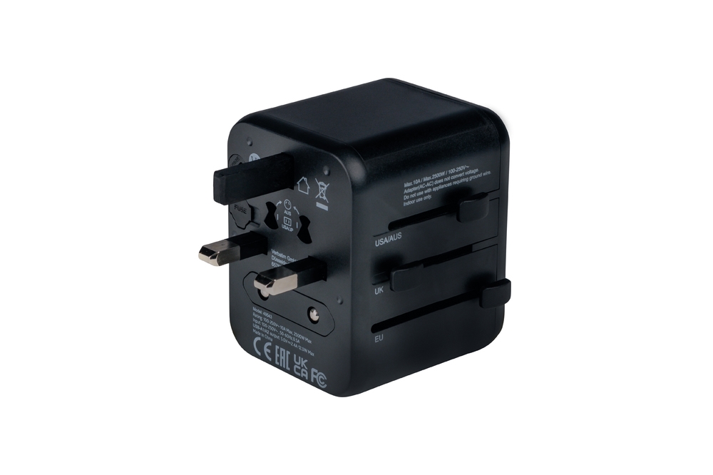 Адаптер Verbatim UTA-01 Universal Travel Adapter 2xUSB-A ports