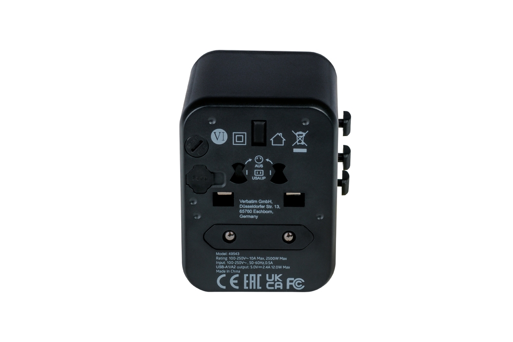 Адаптер Verbatim UTA-01 Universal Travel Adapter 2xUSB-A ports