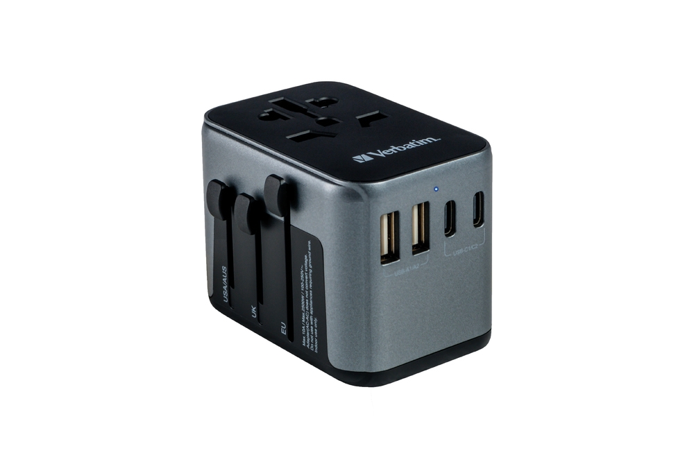 Адаптер Verbatim UTA-03 Universal Travel Adapter 1xUSB-C PD 30W & QC 3.0 / 2xUSB-C / 2xUSB-A