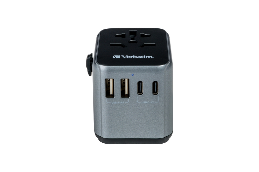 Адаптер Verbatim UTA-03 Universal Travel Adapter 1xUSB-C PD 30W & QC 3.0 / 2xUSB-C / 2xUSB-A
