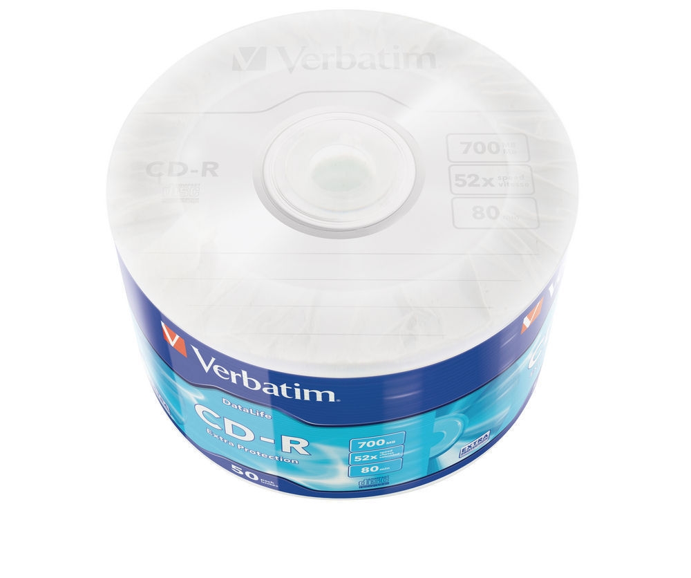 Дискове Verbatim CD-R 700MB 52X EXTRA PROTECTION WRAP (50 PACK)