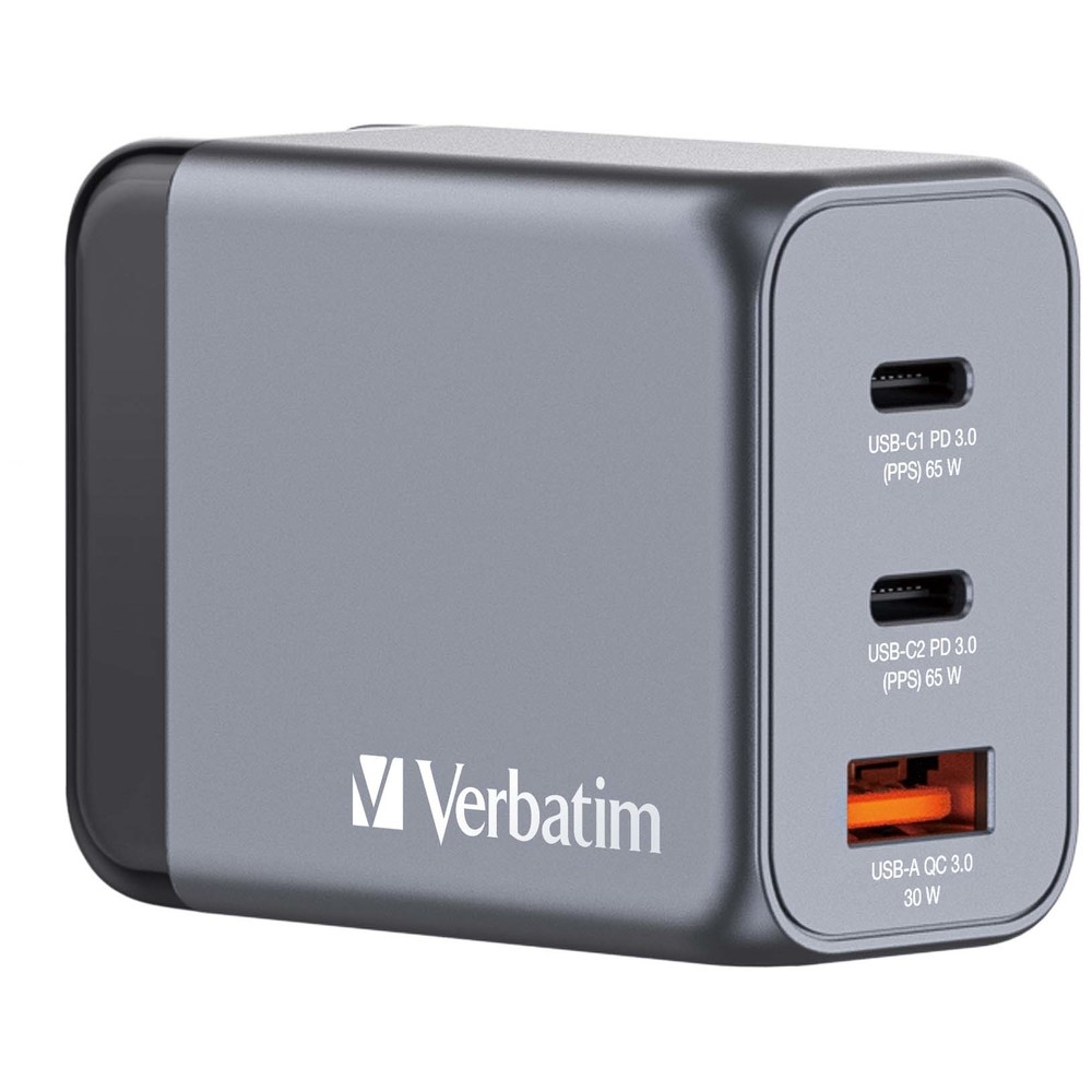 Зарядно устройство Verbatim GNC-65 GaN 3 Port 65W USB A/C