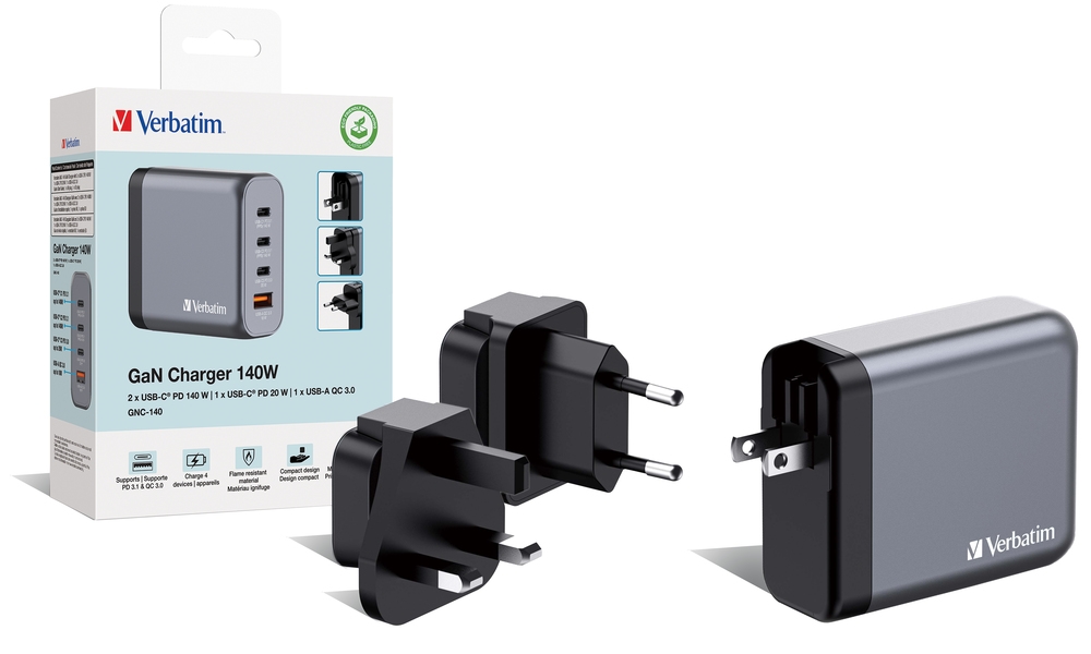 Power supply устройство Verbatim GNC-140 GaN 4 Port 140W USB A/C
