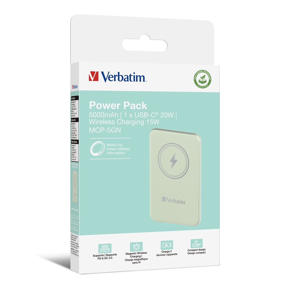 Wireless charger MCP-5GN Power Pack 5000mAh 15W Green