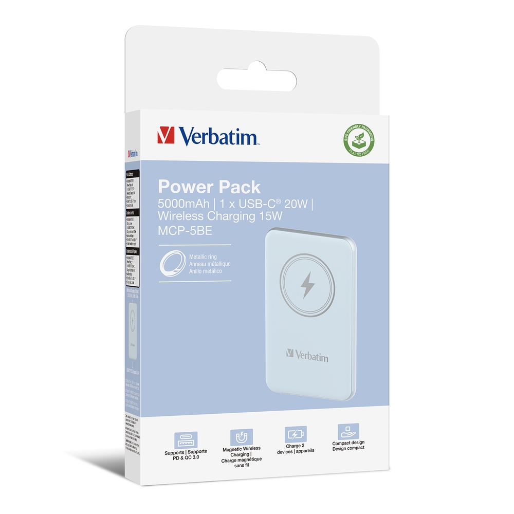 Wireless charger MCP-5BE Power Pack 5000mAh 15W Blue