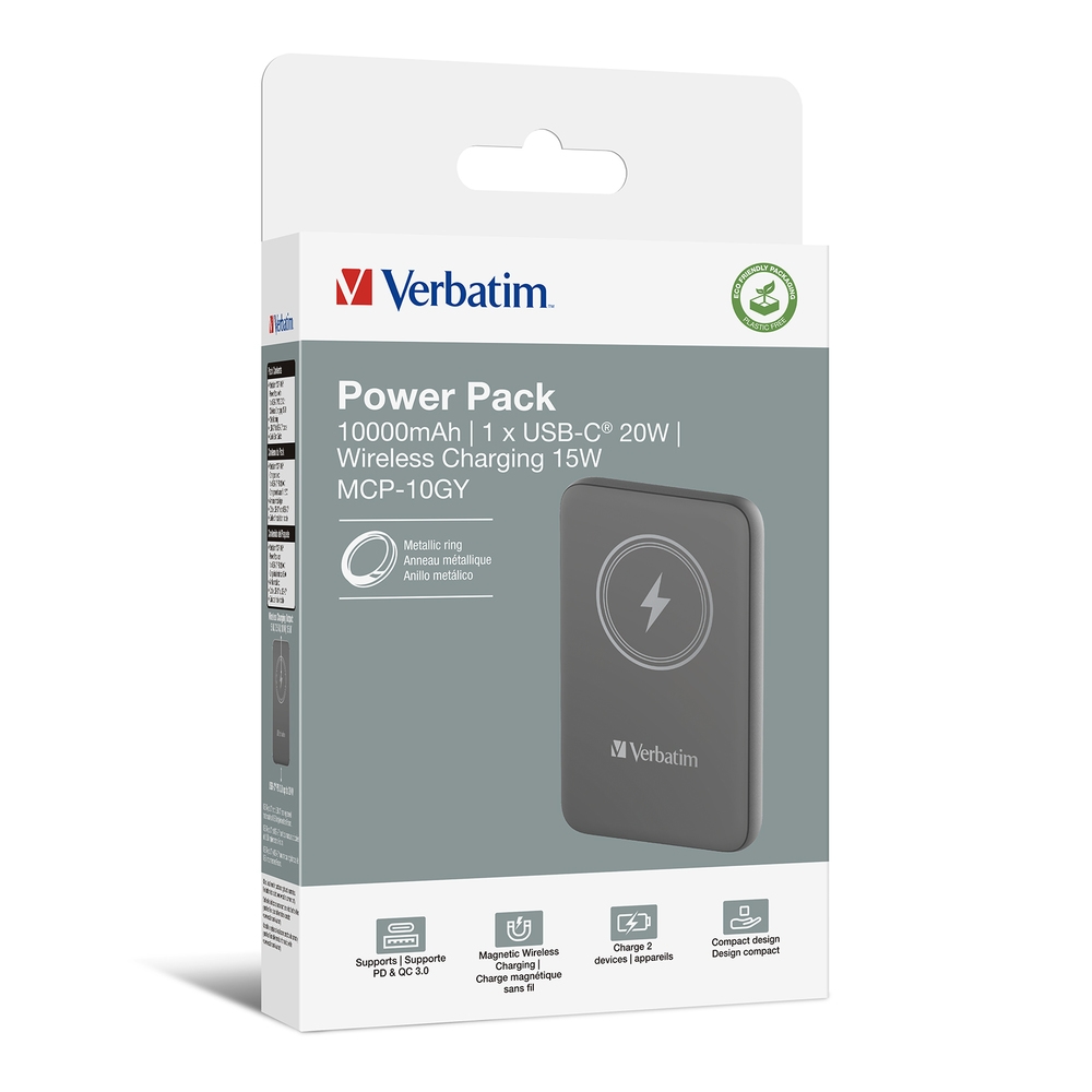 Wireless charger MCP-10GY Power Pack 10000mAh 15W Grey