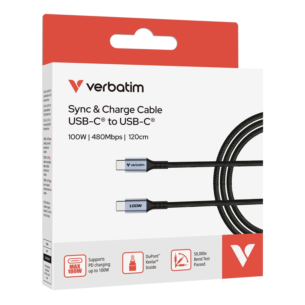 Cable Verbatim Sync & Charge USB C to USB C 100W 120 cm