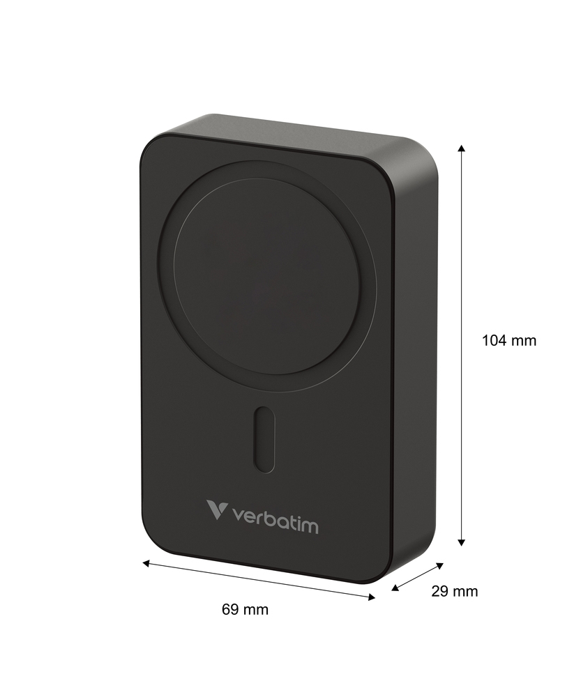 Външна батерия Verbatim Charge n Go Essentials Power Bank Magnetic Wireless 20000mAh Black