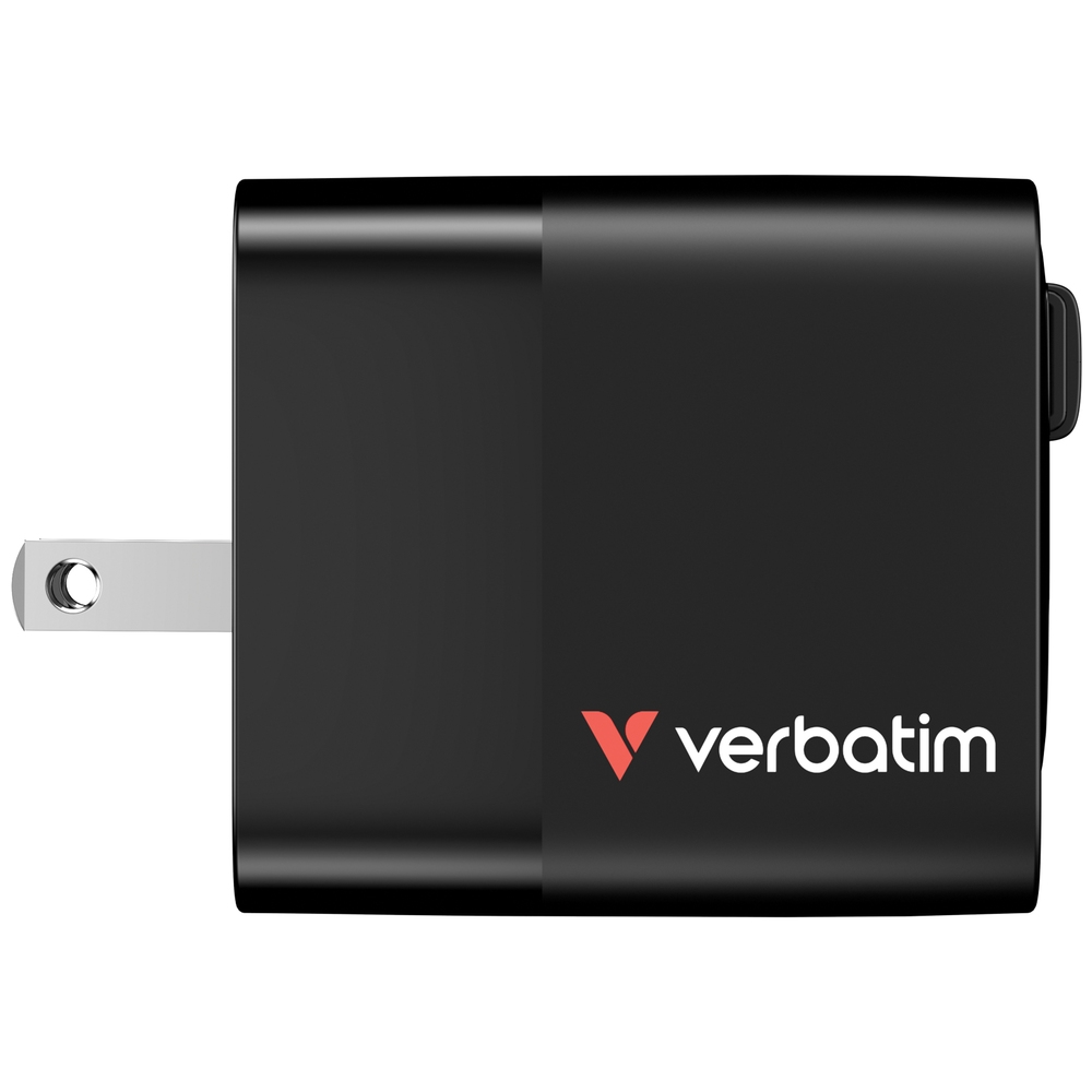 Външна батерия Verbatim Mini GaN Charger 65W 2 Port retractable cable display US plugs with EU and UK adaptors