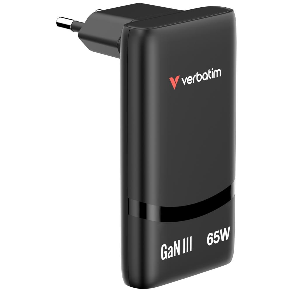 SSD Verbatim Fold n Go GaN Charger 65W EU plug Black