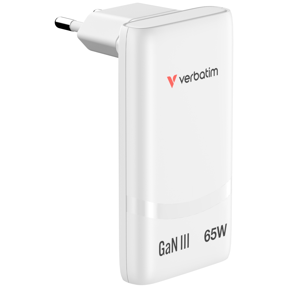 SSD Verbatim Fold n Go GaN Charger 65W EU plug White