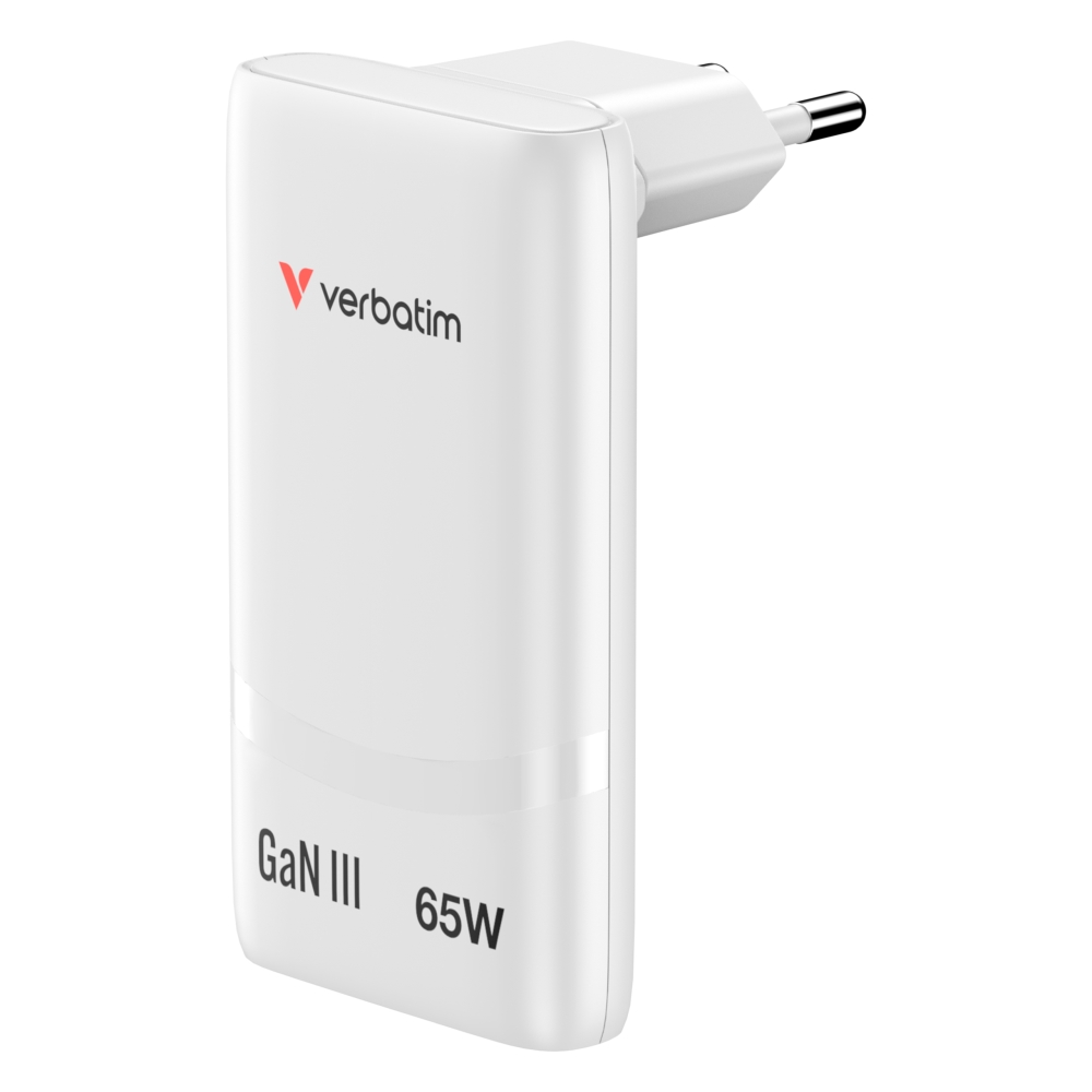 SSD Verbatim Fold n Go GaN Charger 65W EU plug White