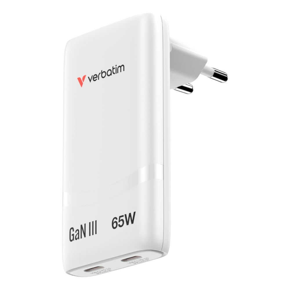 SSD Verbatim Fold n Go GaN Charger 65W EU plug White