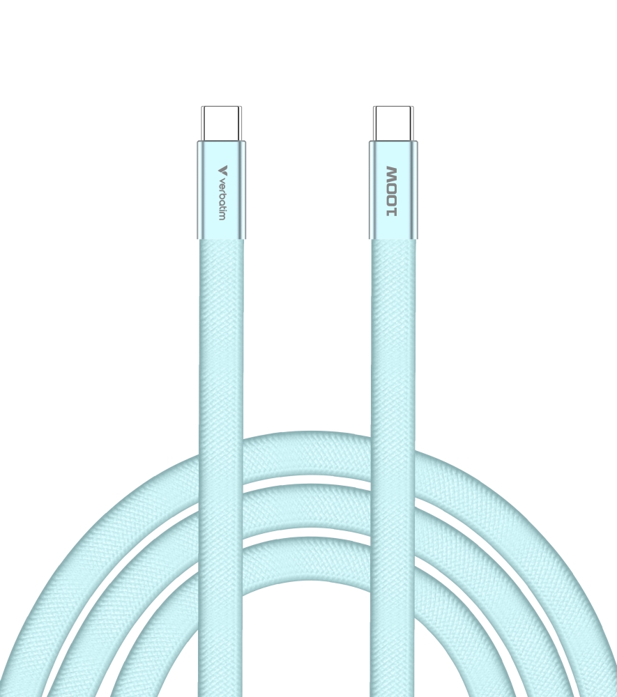 Verbatim Sync & Charge SoftTouch cable, USB‑C to USB‑C, 100W, 120 cm, blue