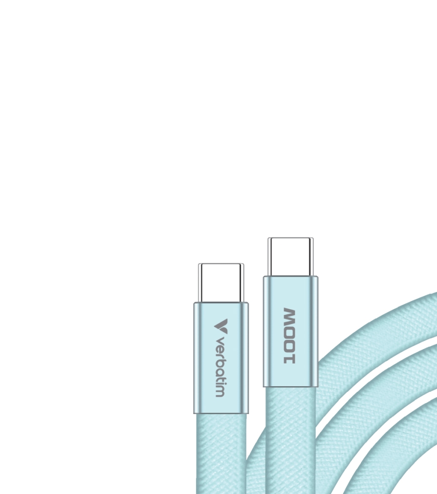 Verbatim Sync & Charge SoftTouch cable, USB‑C to USB‑C, 100W, 120 cm, blue
