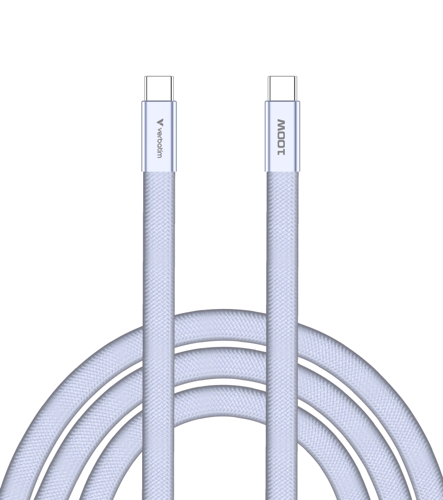 Кабел Verbatim Sync & Charge SoftTouch, USB‑C към USB‑C, 100W, 120 cm, лилав