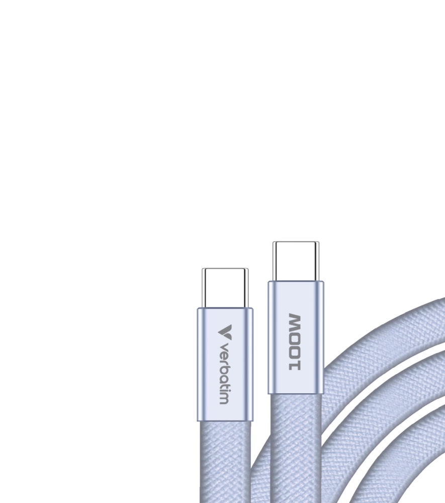 Кабел Verbatim Sync & Charge SoftTouch, USB‑C към USB‑C, 100W, 120 cm, лилав