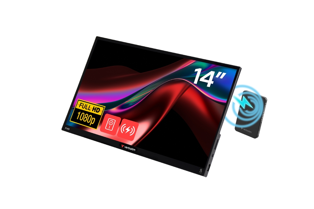 Verbatim Portable 14 FHD Touch Monitor with Wireless Power Supply and 5000mAh Power Bank
