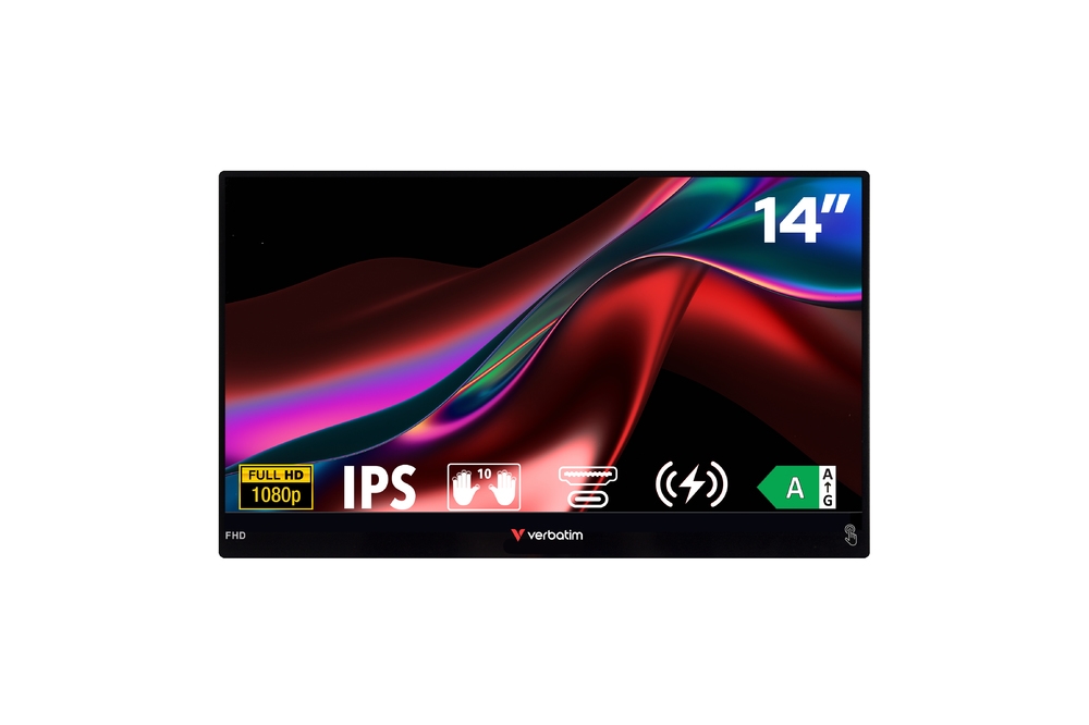 Verbatim Portable 14 FHD Touch Monitor with Wireless Power Supply and 5000mAh Power Bank