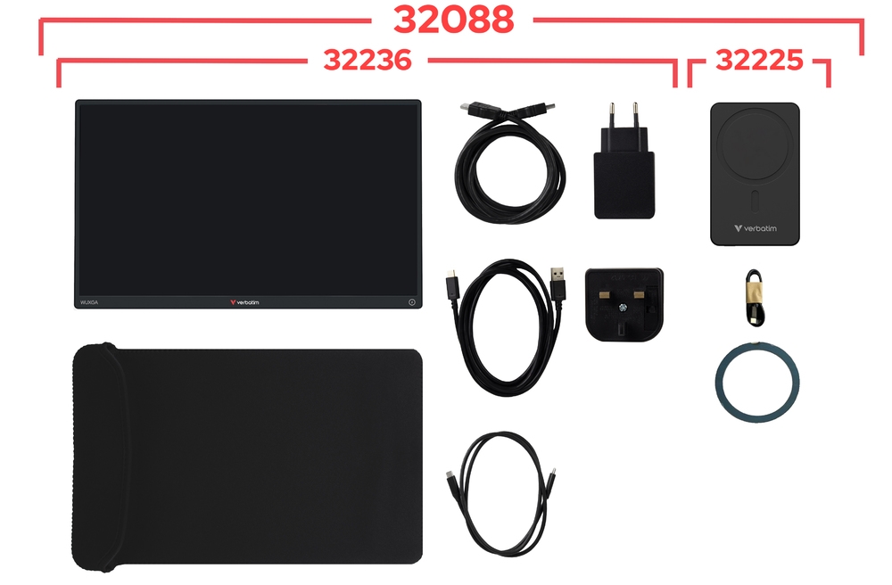 Verbatim Portable 14 FHD Touch Monitor with Wireless Power Supply and 5000mAh Power Bank