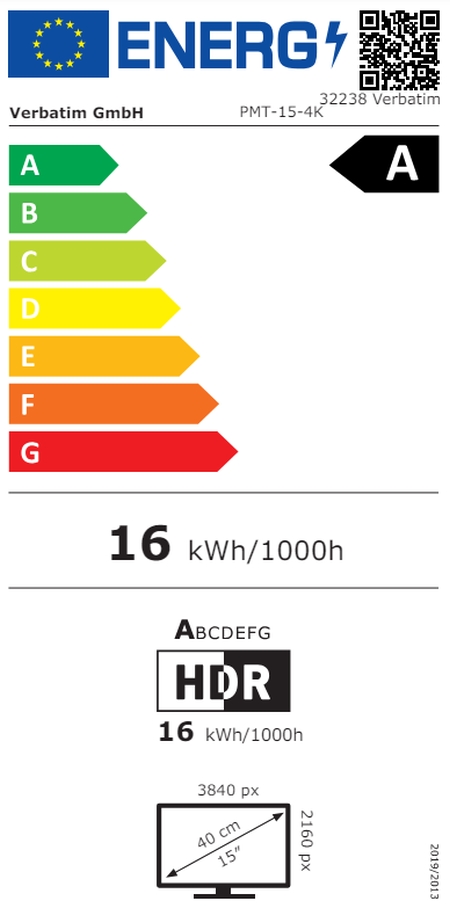 Монитор Verbatim PMT-15 4K Portable Touchscreen 15.6 4K Ultra HD
